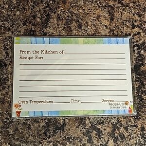 Recipe Cards Set of 20 6" x 4"